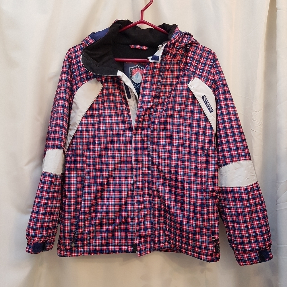 Rugged Bear boys size 14 warm winter jacket plaid hooded